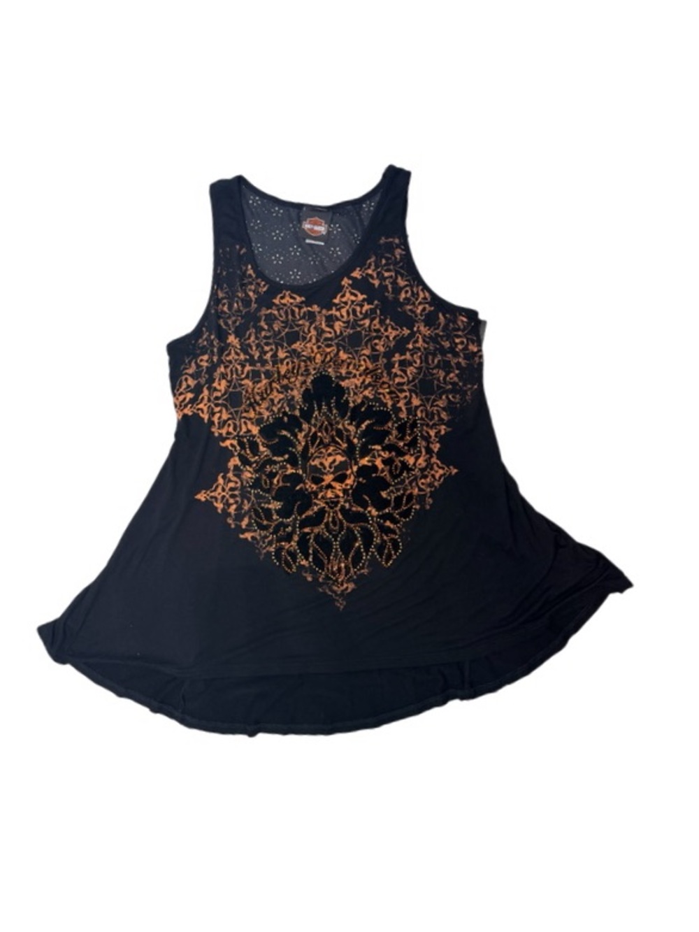 Harley-Davidson Black Burnout Rhinestone Graphic Tank Top